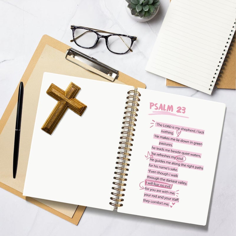 WLIANG Pink Christian Notebook, PSALM 23 Christian Journal for Women, Scripture Notebook, Bible Journal, Bible note taking, Hardcover Spiral Notebook 80 Sheets -160 Pages 5.5x8.3 Inch - Image 5